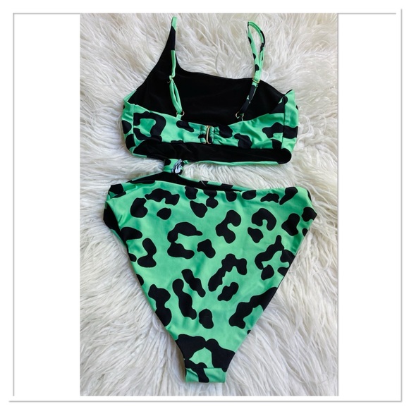 NWT Beach Riot Monokini High Cut Swimsuit Green Black Size XS - Picture 6 of 13